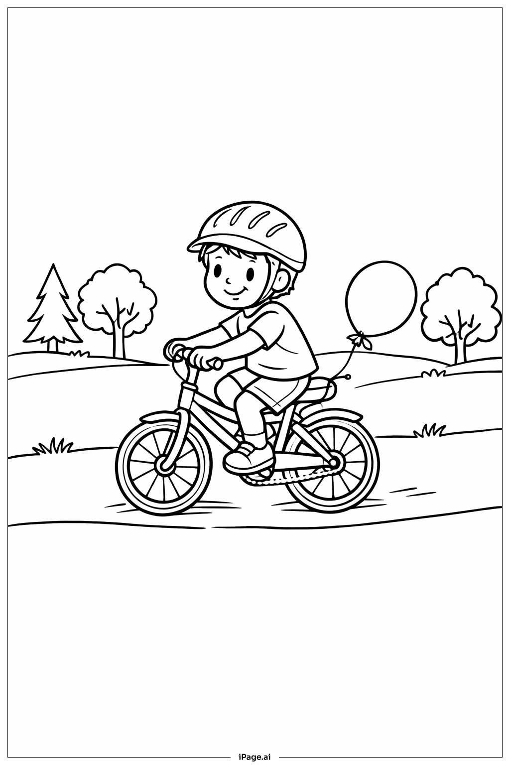  Página para colorear de Globo en una bicicleta 