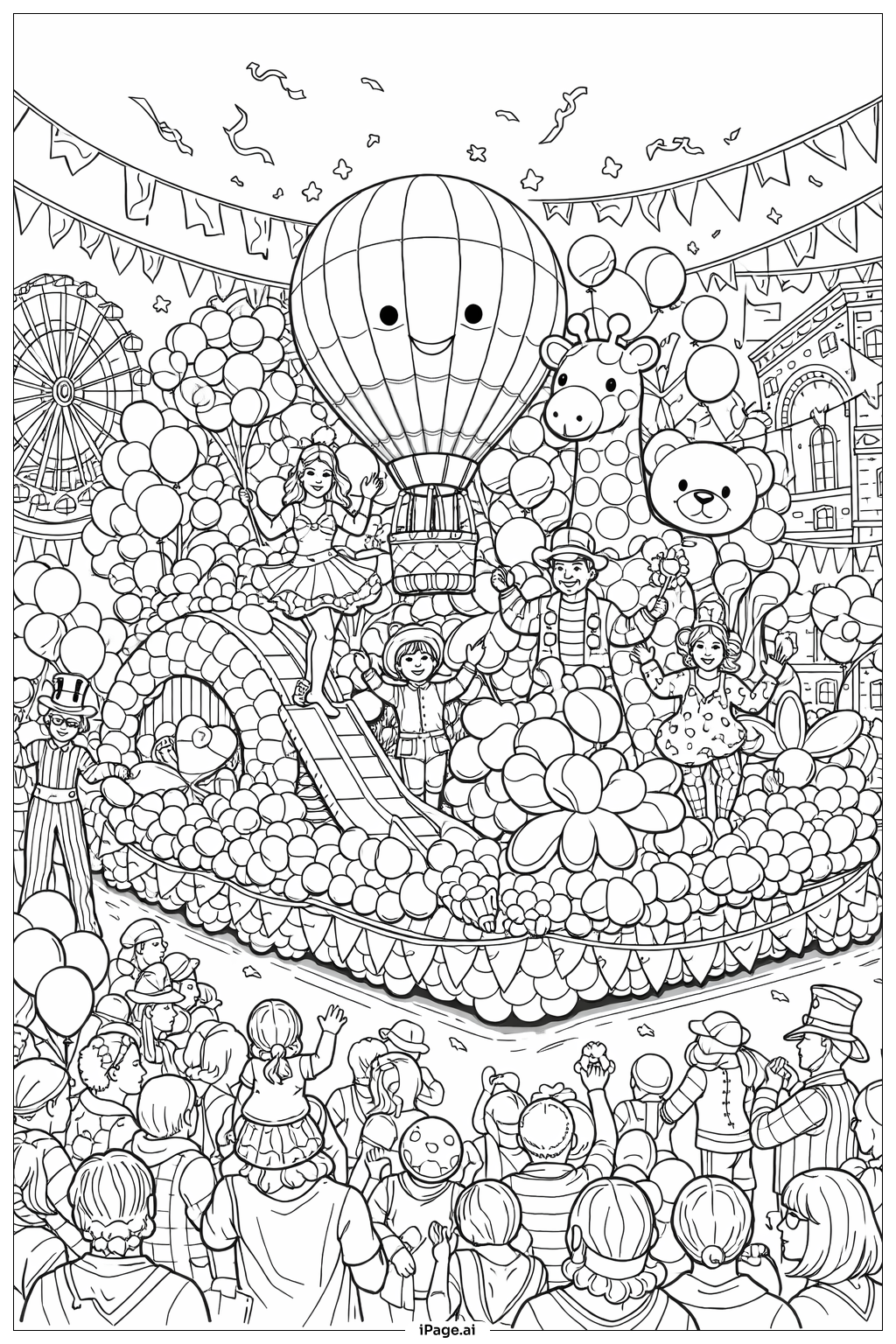  Page de coloriage Char flottant du défilé de ballons 