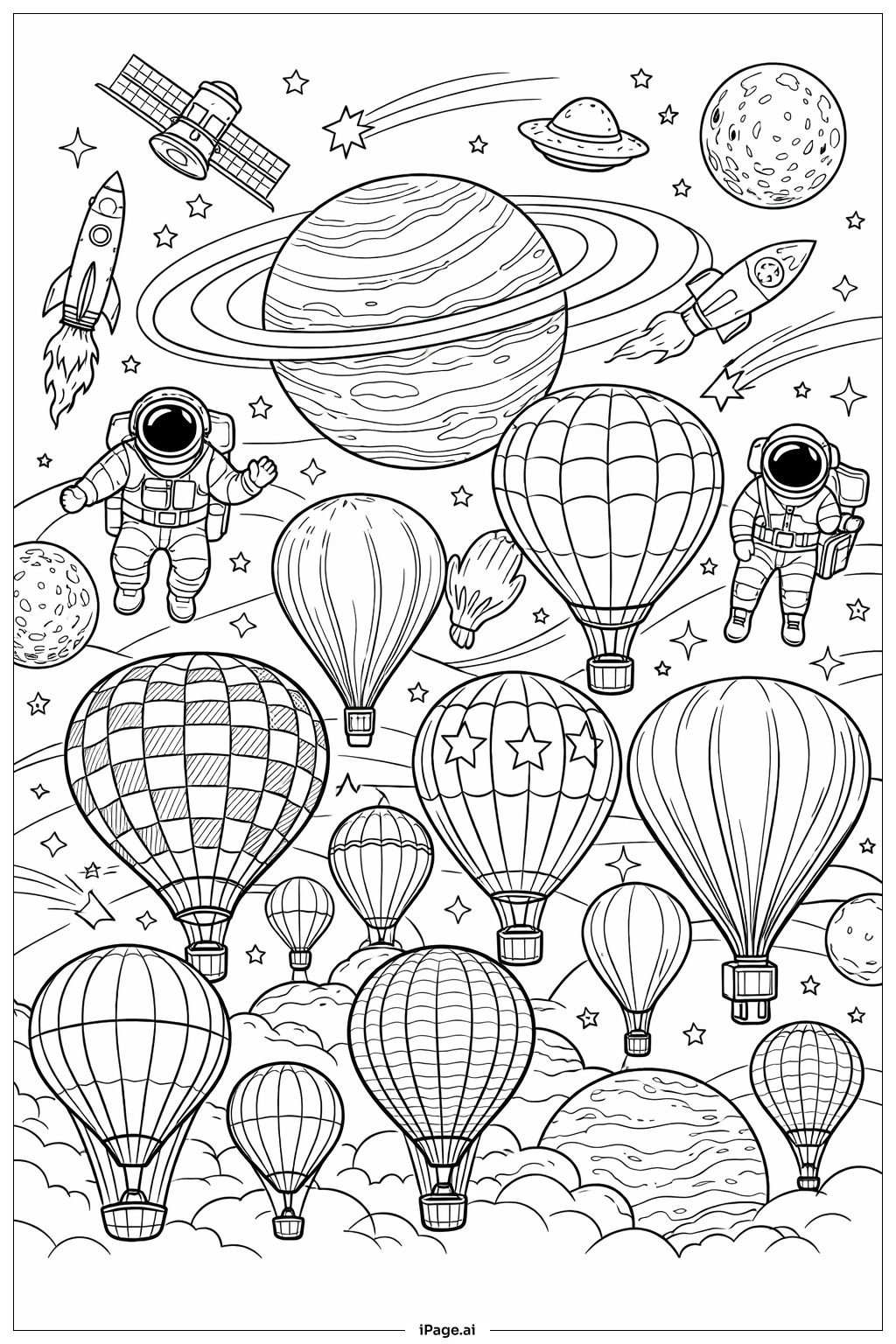  Trang tô màu Chuyến du hành khinh khí cầu vào không gian 
