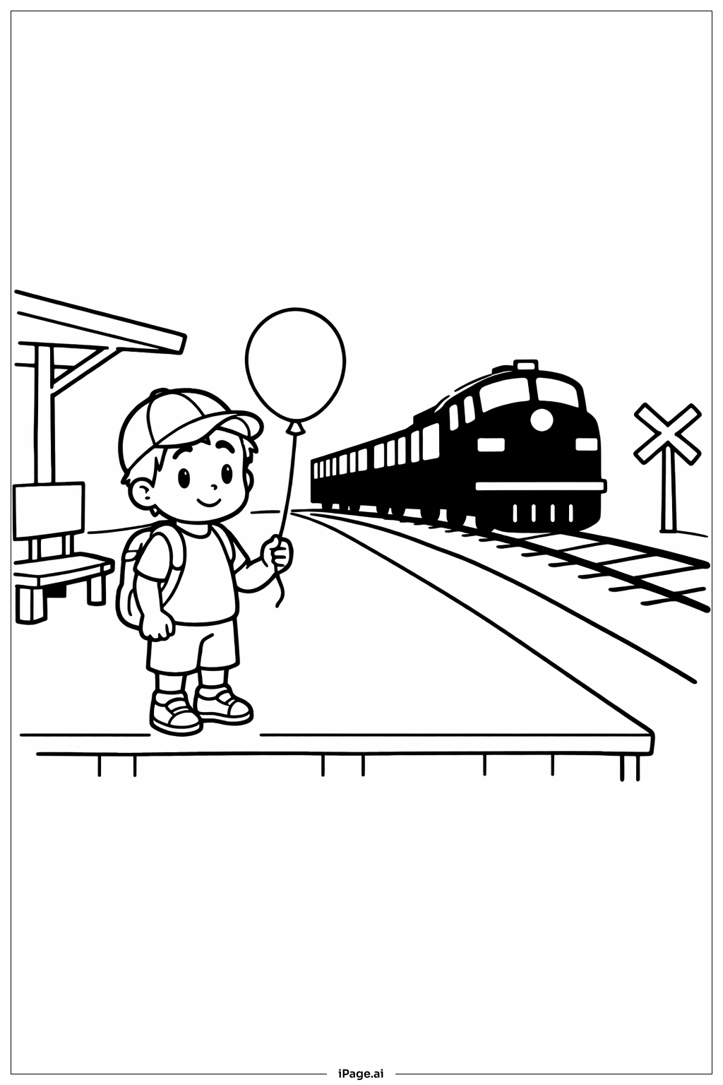 气球火车站填色页