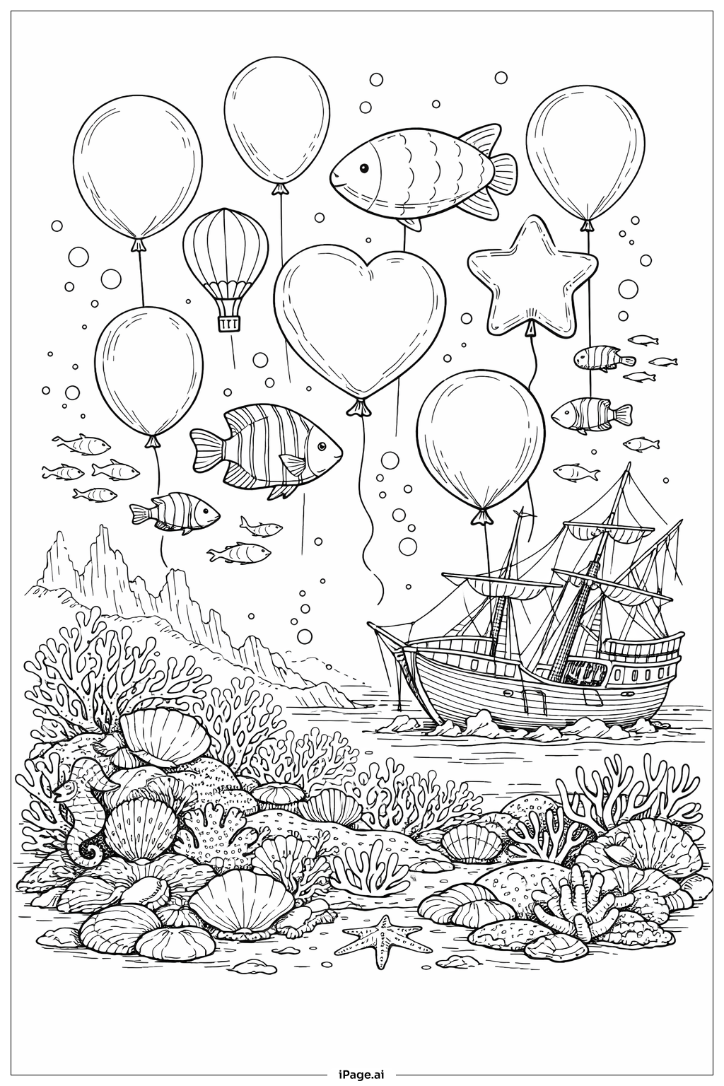  Trang tô màu Cuộc Phiêu Lưu Bong Bóng Dưới Nước 