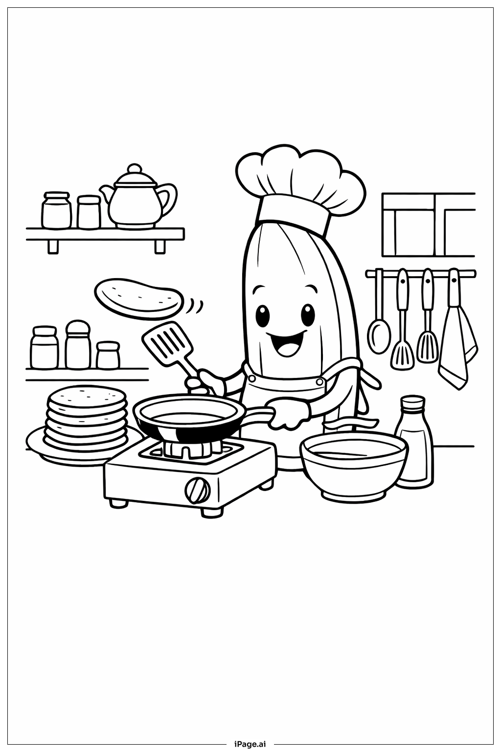  Banana Chef Cooking Coloring Page 