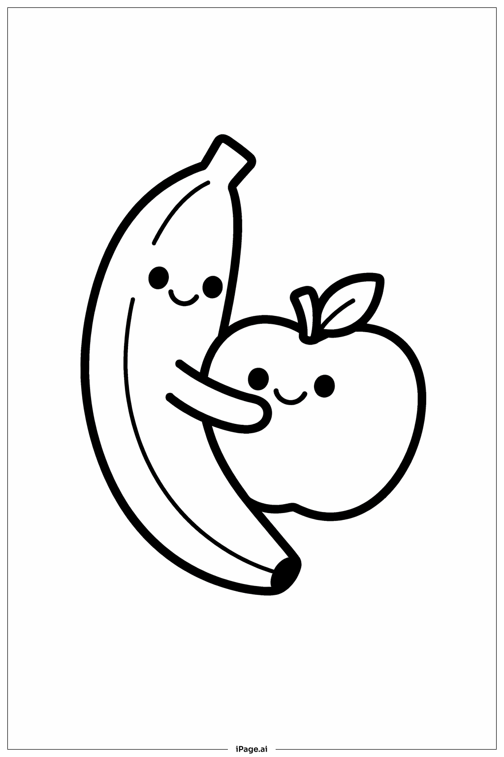 Página para colorir de Banana Abraçando Maçã