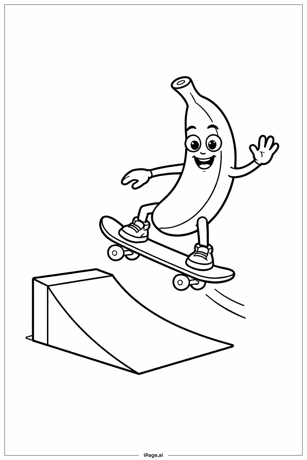 Página para colorear de Plátano en Patineta