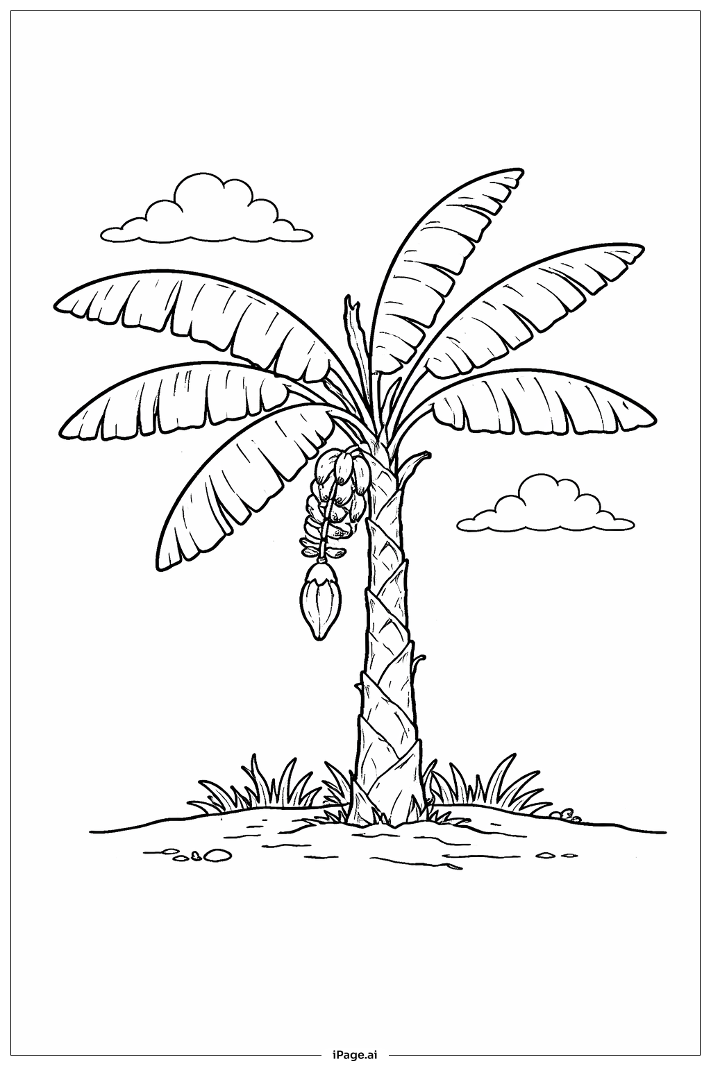  香蕉树场景填色页 