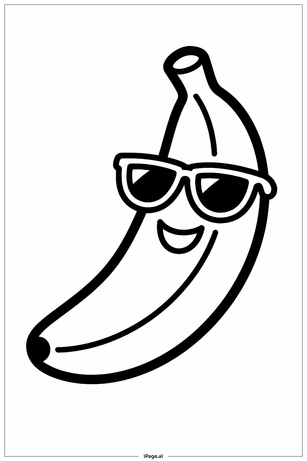 戴墨镜的香蕉填色页 