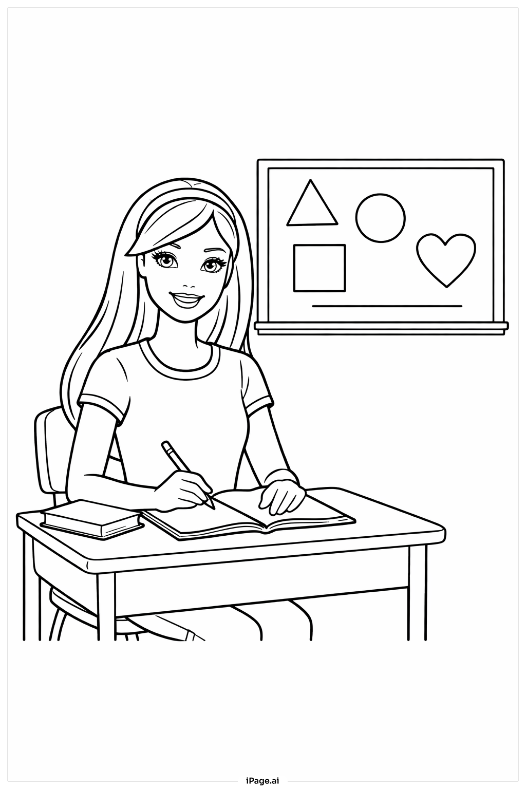  Barbie At School Coloring Page 