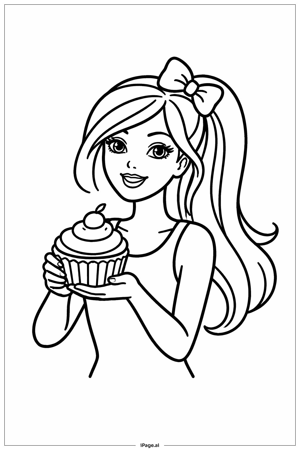  Barbie Baking Cupcake Coloring Page 