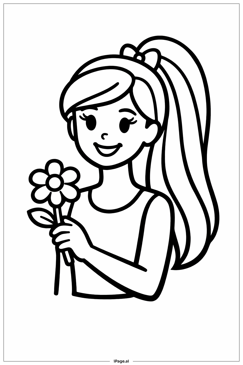 Barbie Holding Flower Coloring Page 