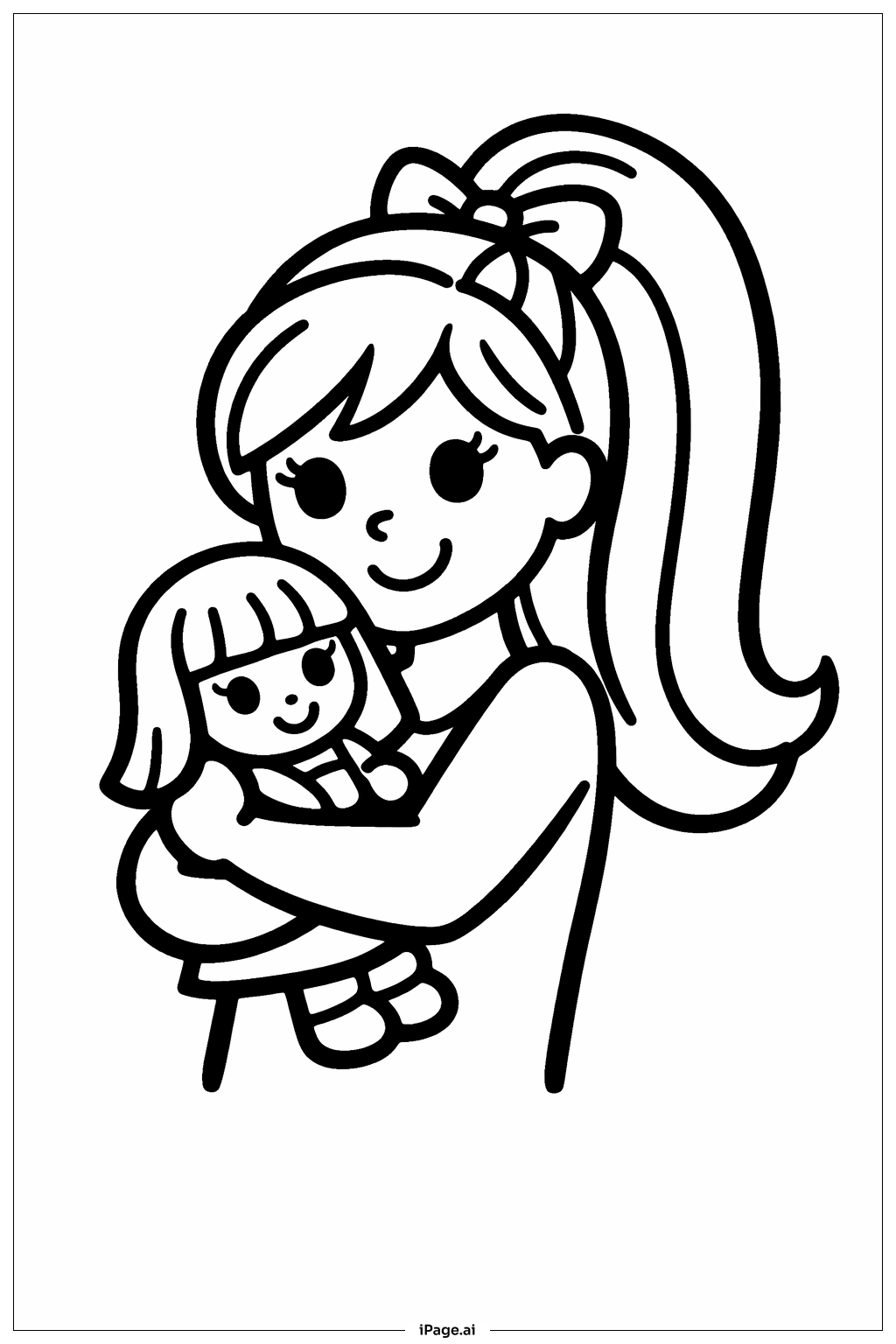  Barbie Hugging Doll Coloring Page 
