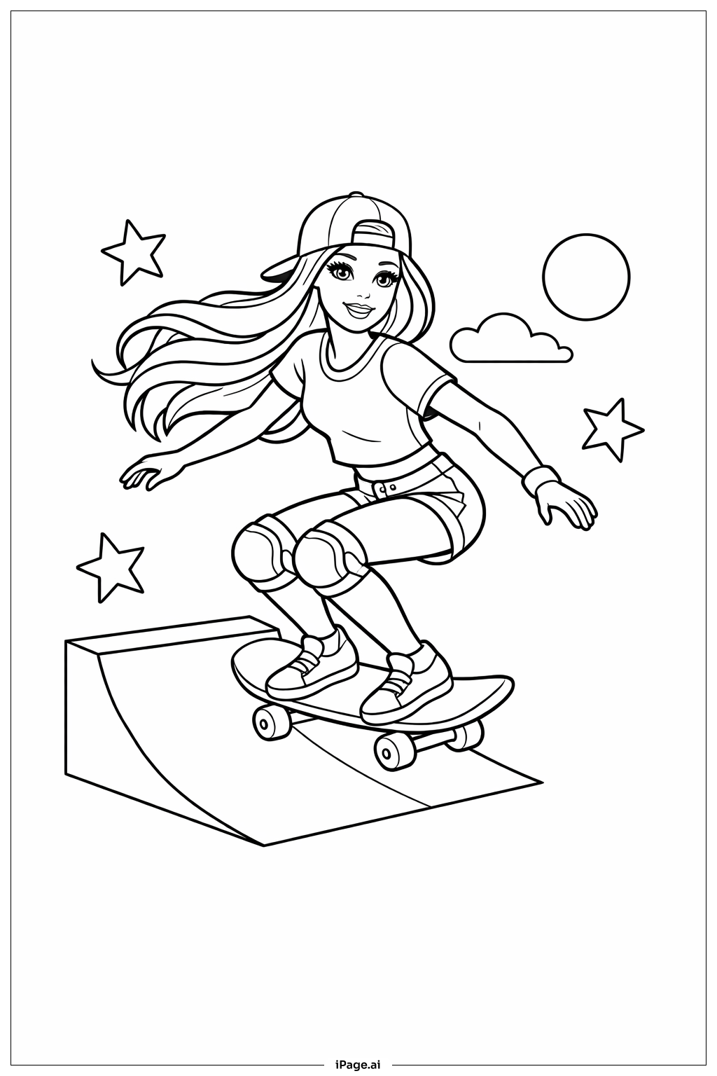  Barbie On Skateboard Coloring Page 
