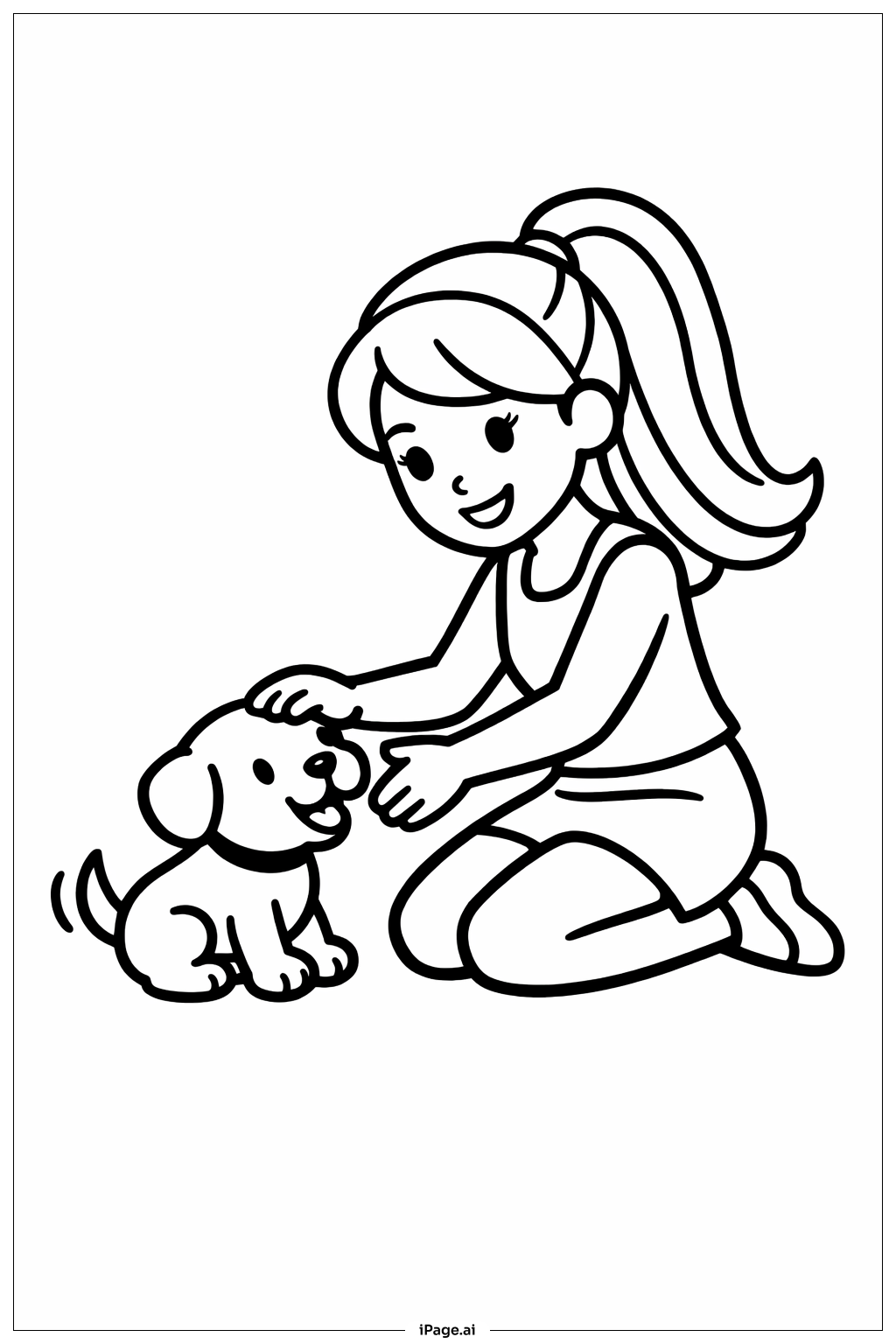  Barbie Playing With Puppy Coloring Page 