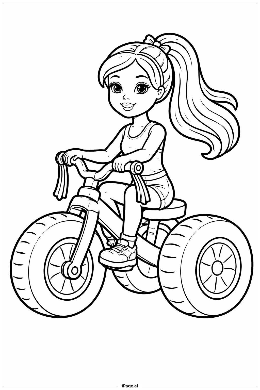  Barbie Riding Tricycle Coloring Page 