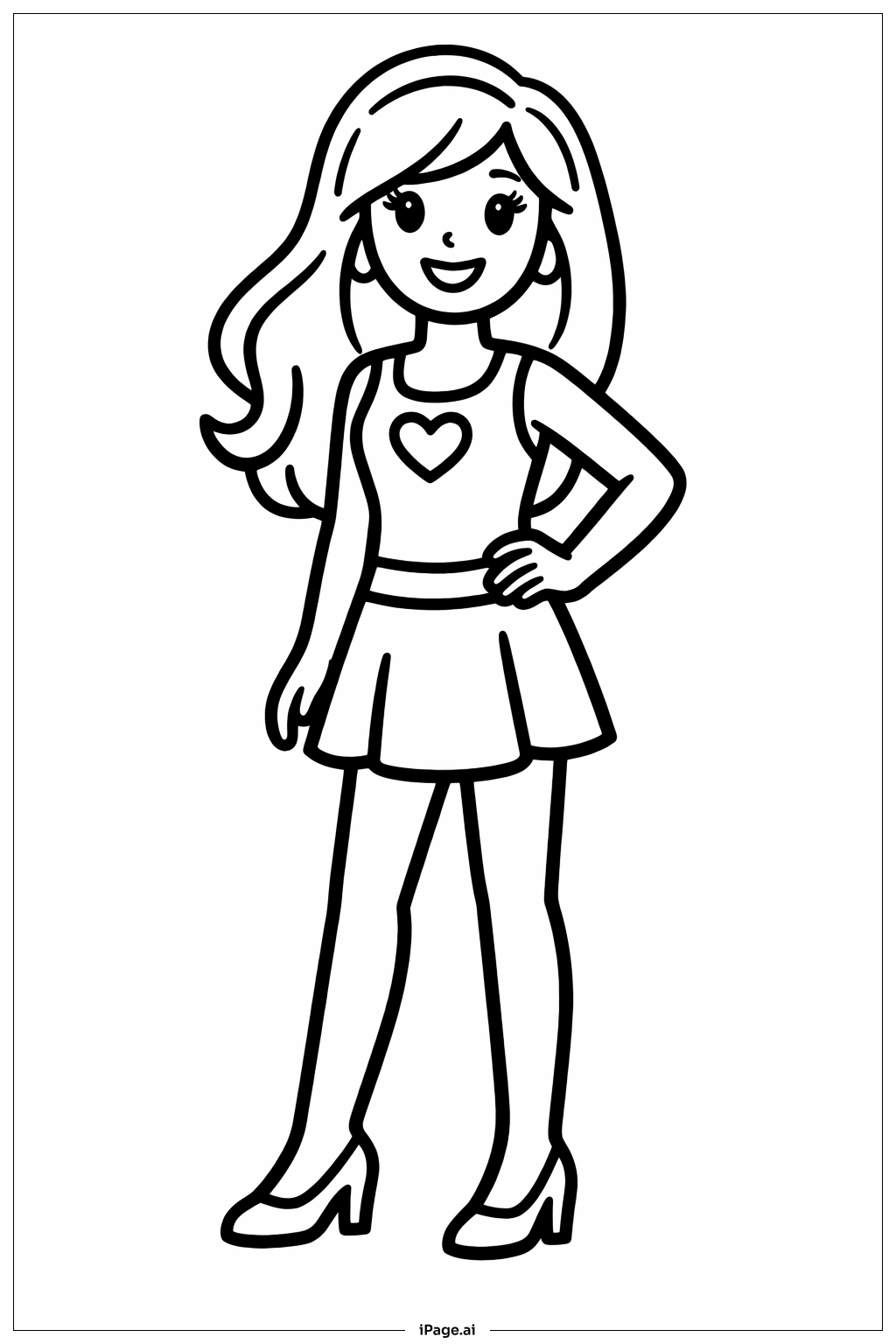  Barbie Standing Smile Coloring Page 