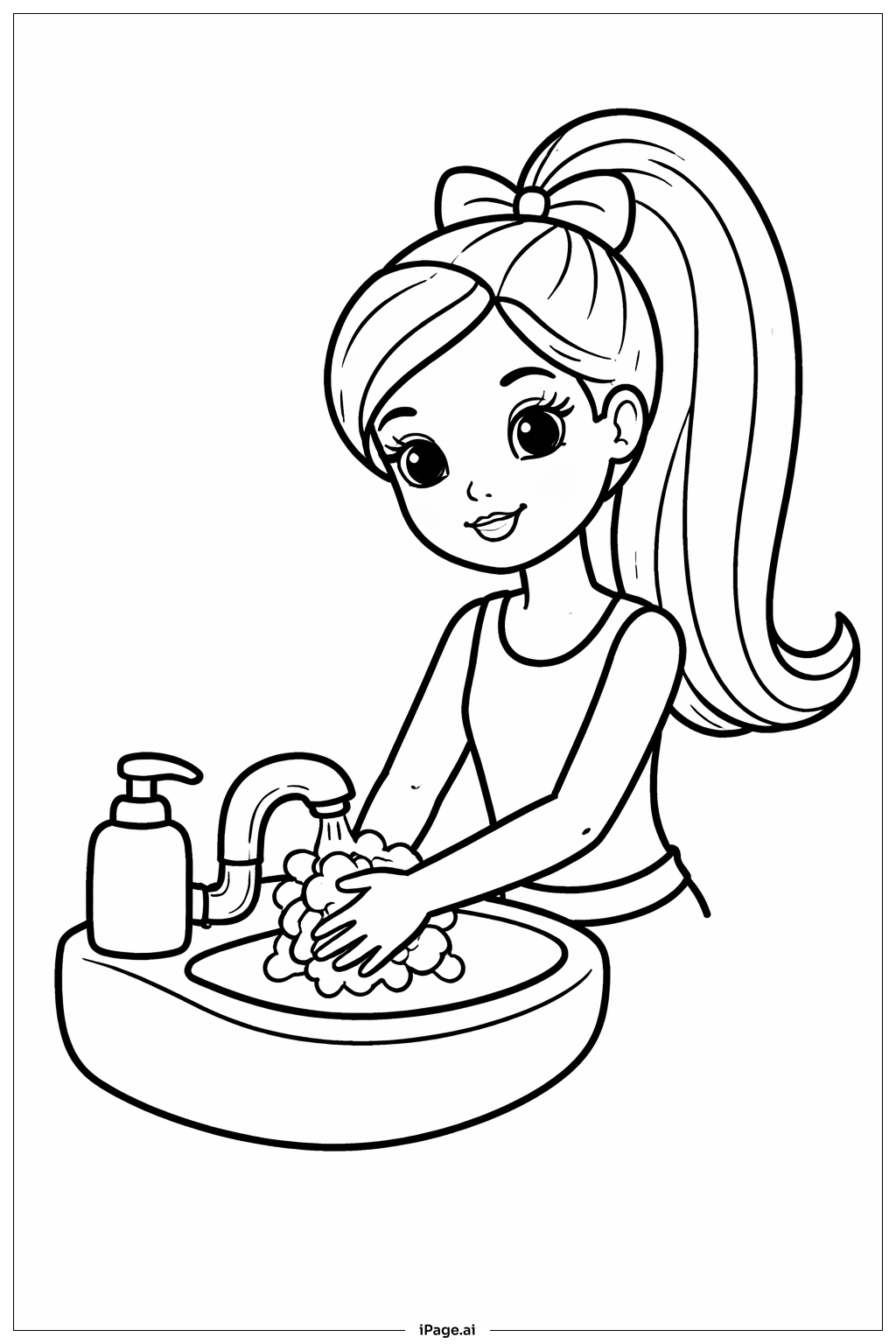  Barbie Washing Hands Coloring Page 