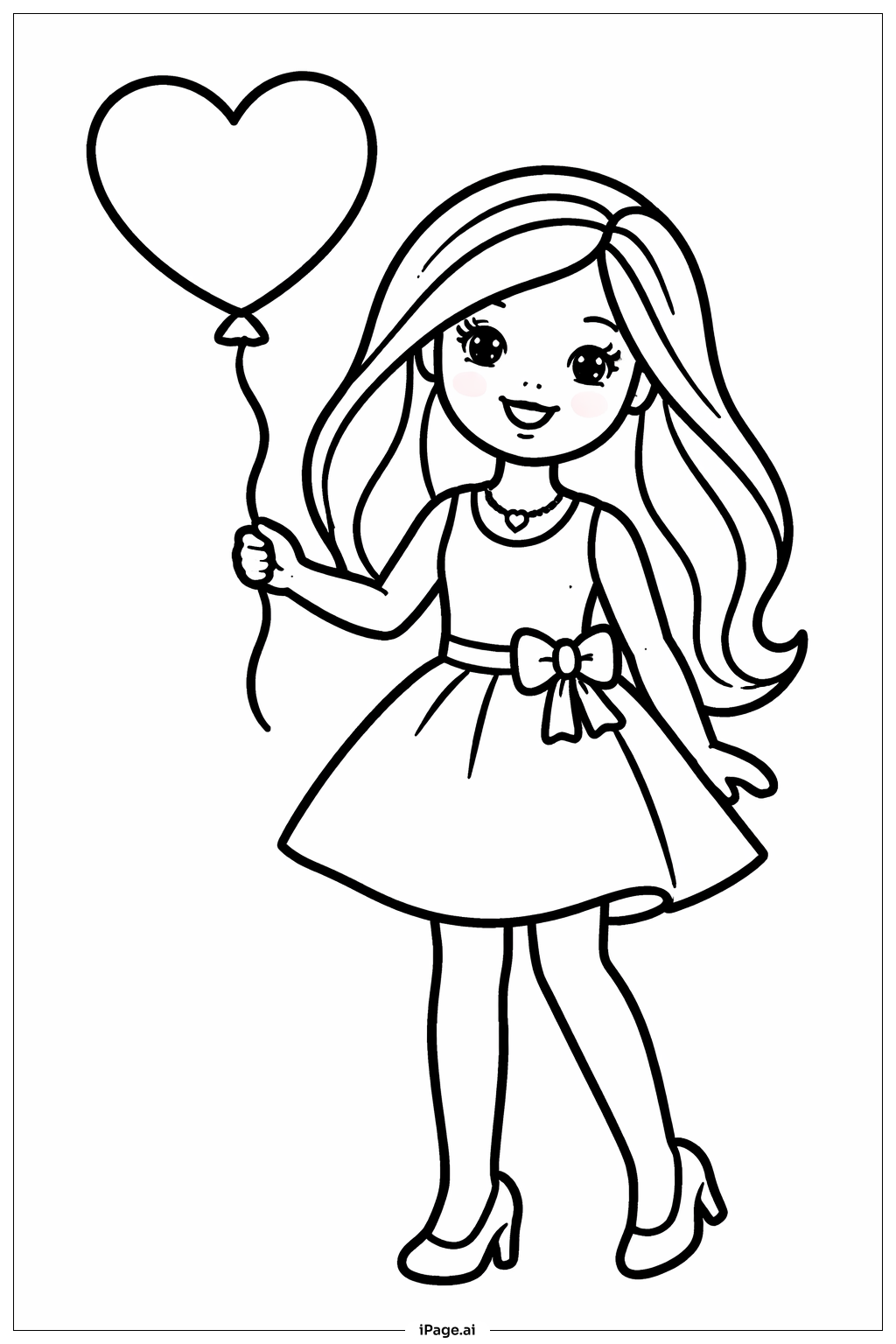  Barbie With Heart Balloon Coloring Page 