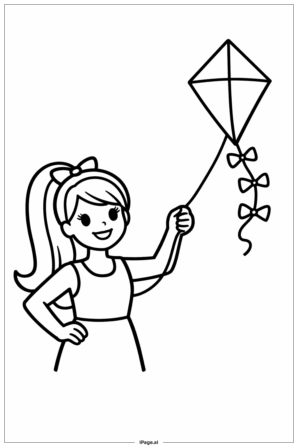  Barbie With Kite Coloring Page 