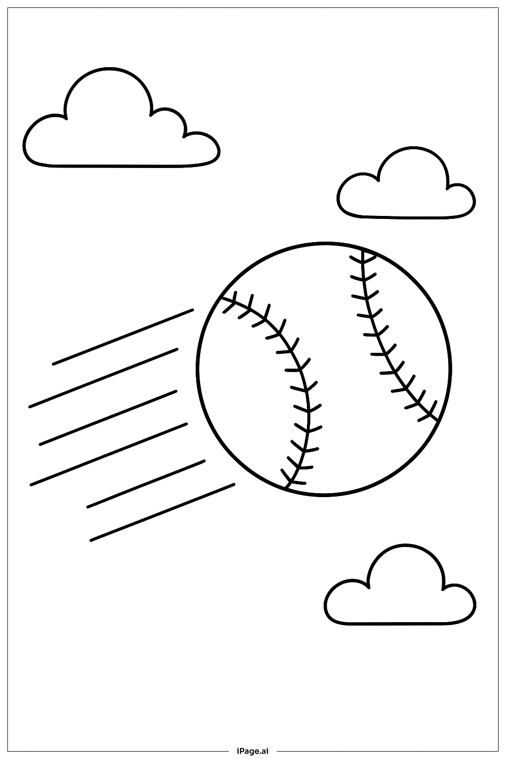  Página para colorir de Bola de Beisebol no Ar 