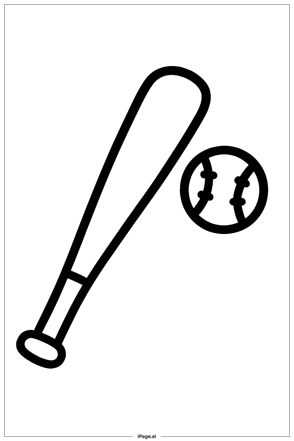 Page de coloriage Batte de baseball et balle