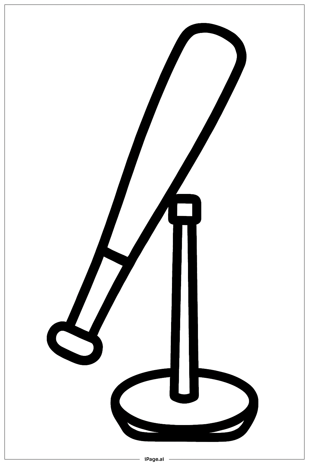 Page de coloriage Batte de baseball sur tee