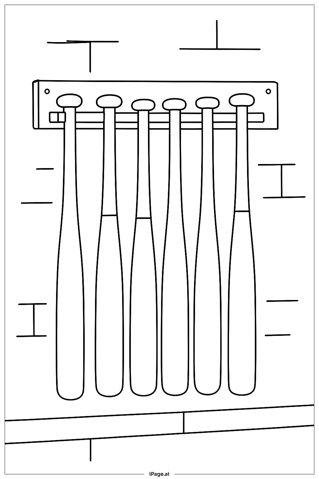Baseball Bat Rack Coloring Page