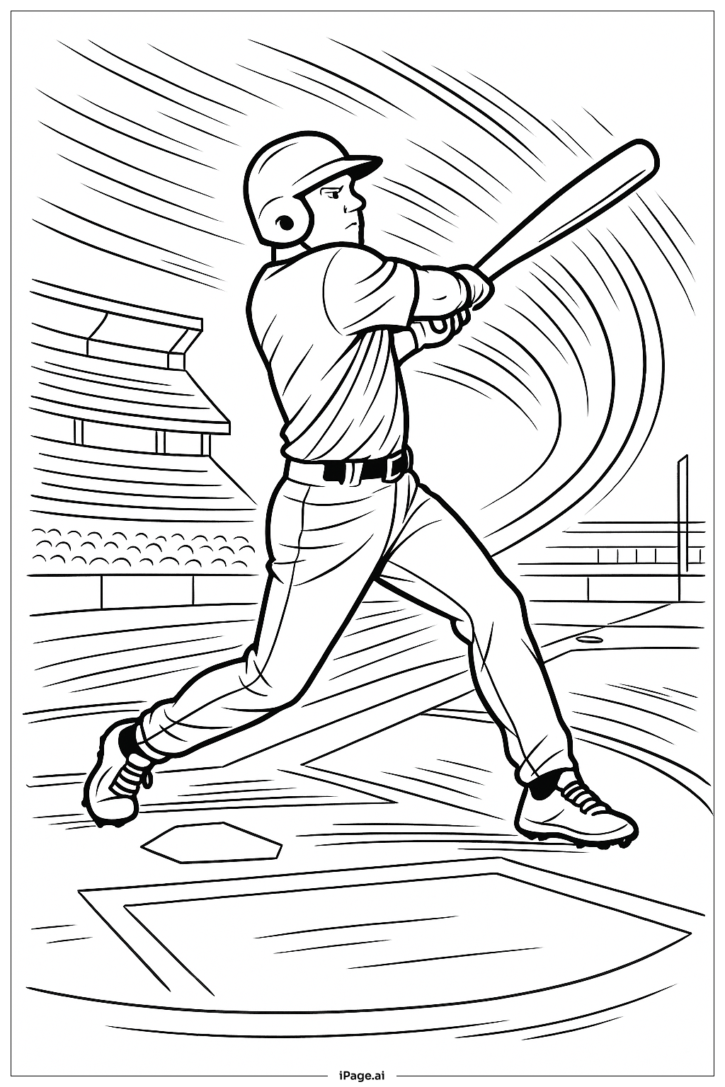 Baseball Batter Follow Through Coloring Page