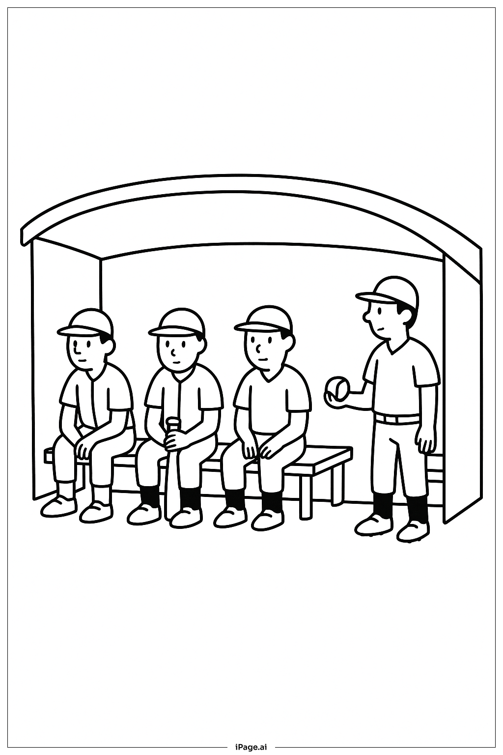 Página para colorear de Escena del Batea de Béisbol