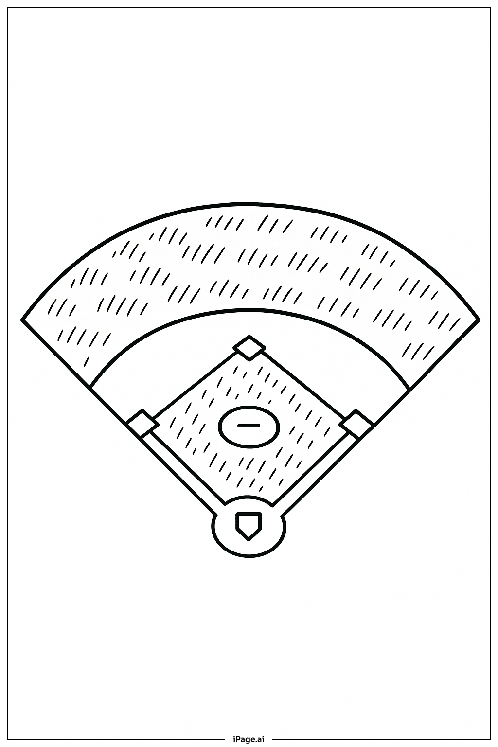 Página para colorear de Campo de béisbol con bases