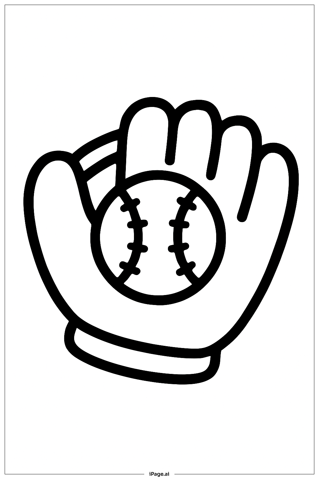 Page de coloriage Gant de baseball avec balle