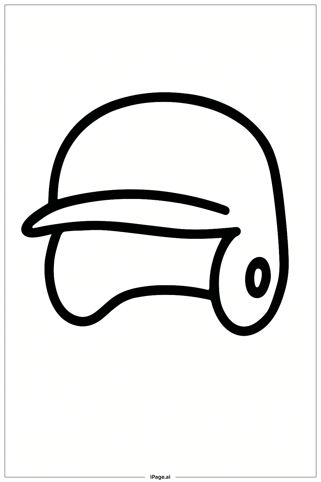 Page de coloriage Vue de face du casque de baseball