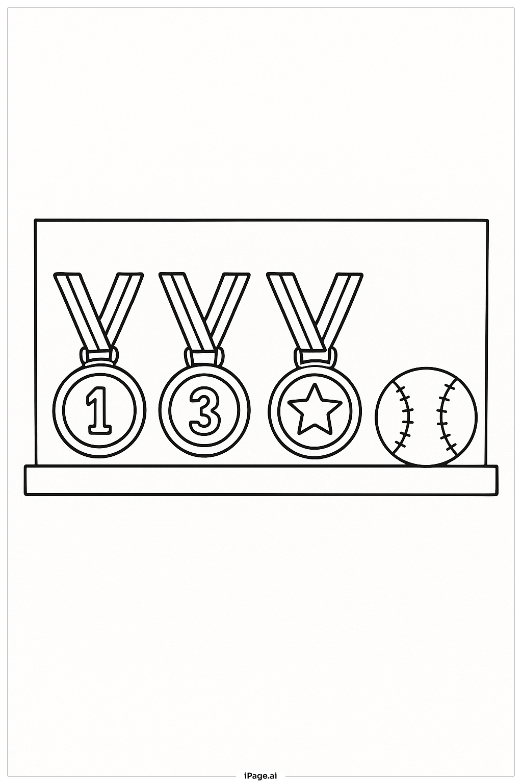 Baseball Medals Display Coloring Page