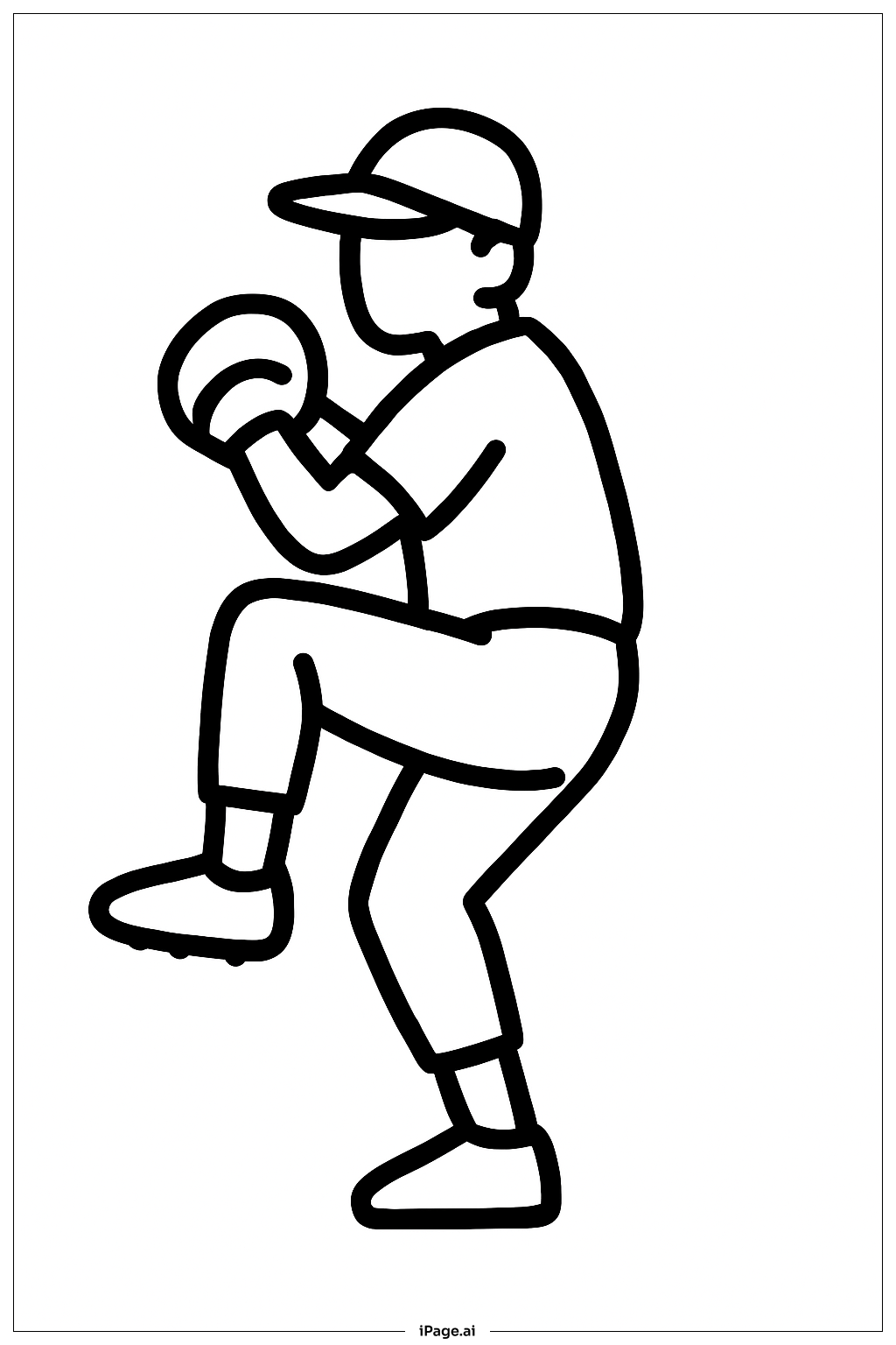Page de coloriage Posture du lanceur de baseball
