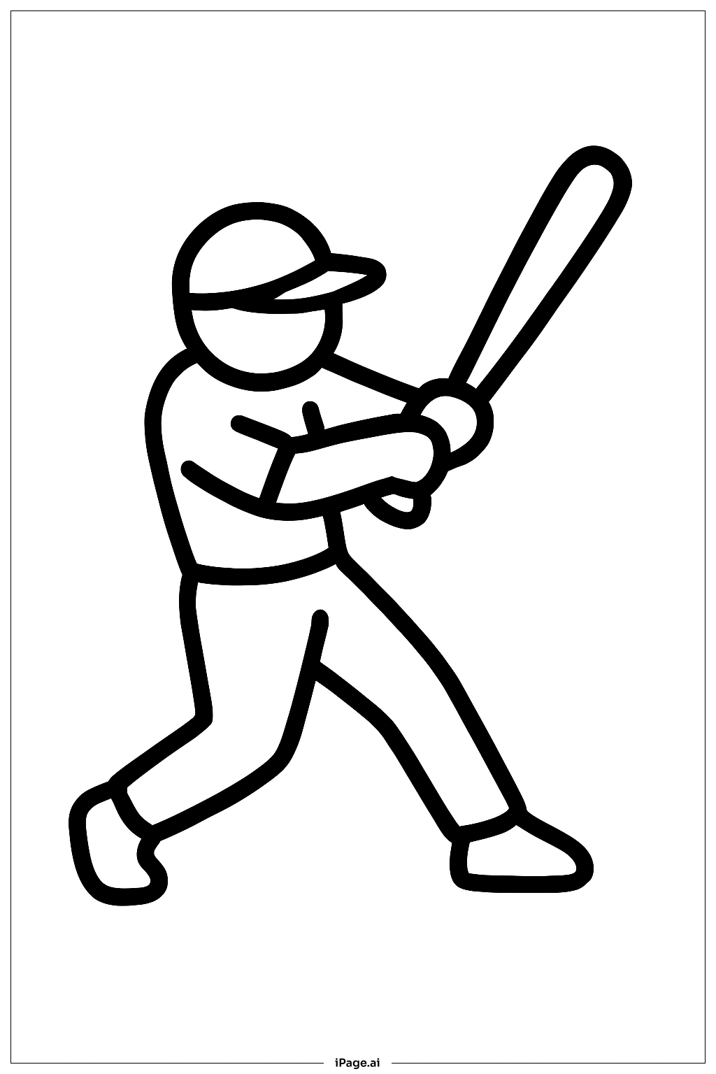 Page de coloriage Joueur de baseball en pleine frappe