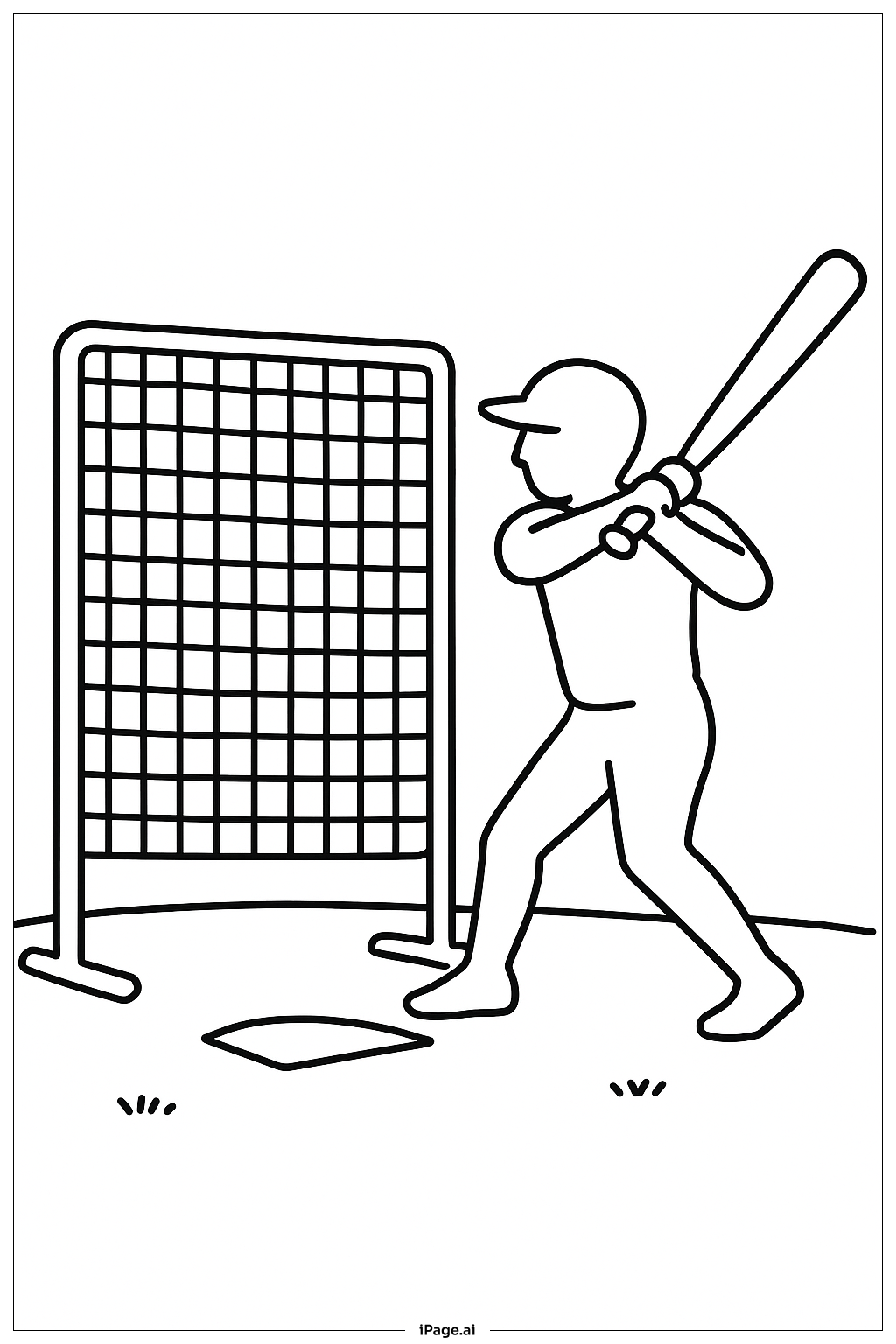 Baseball Practice Net Coloring Page