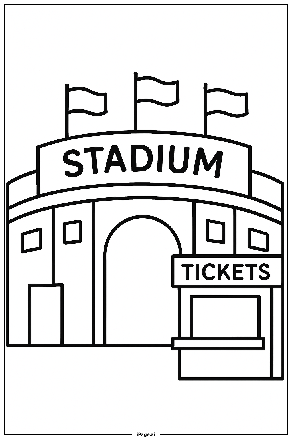  Página para colorir de Entrada do Estádio de Beisebol 