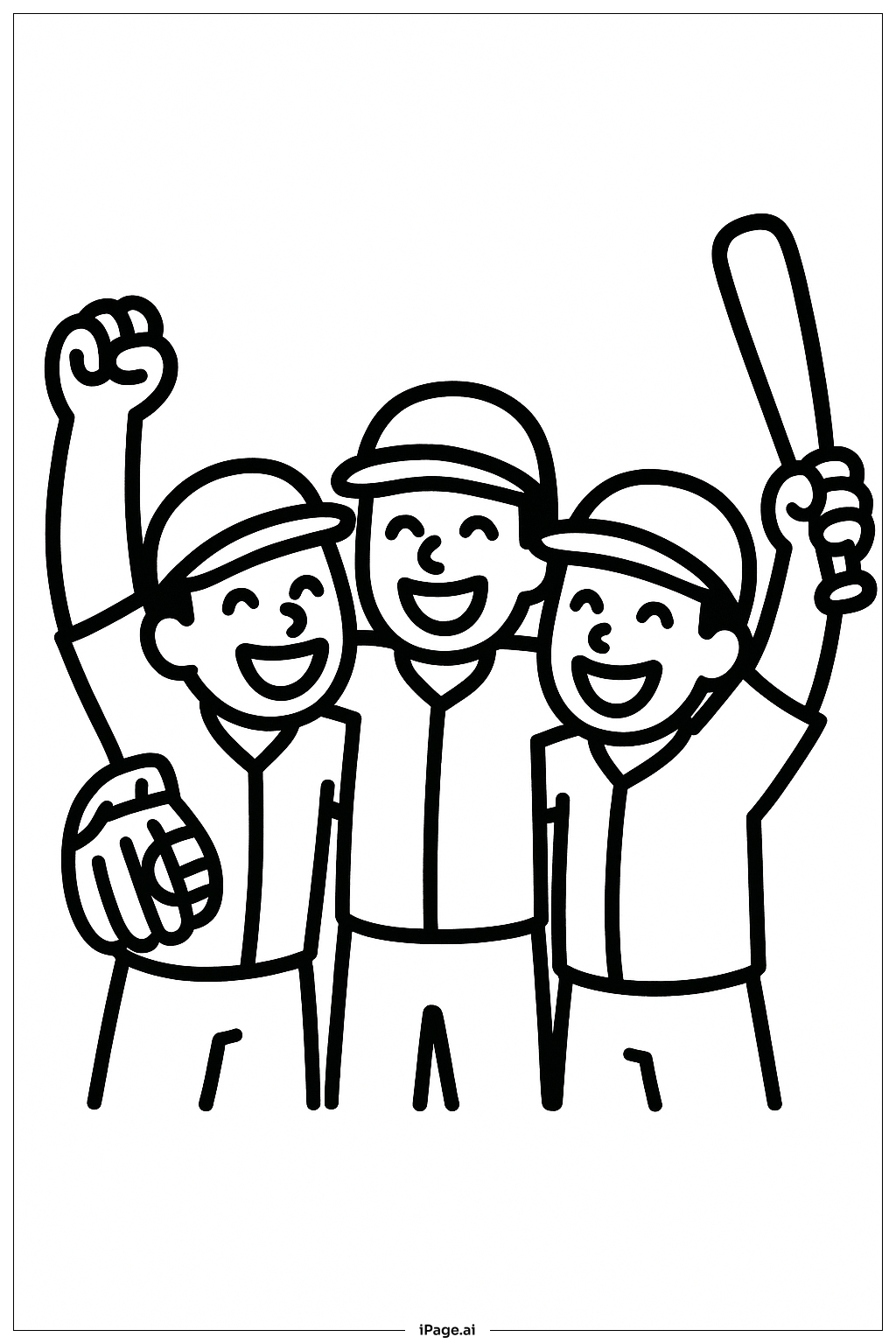 Page de coloriage Encouragement de l'équipe de baseball