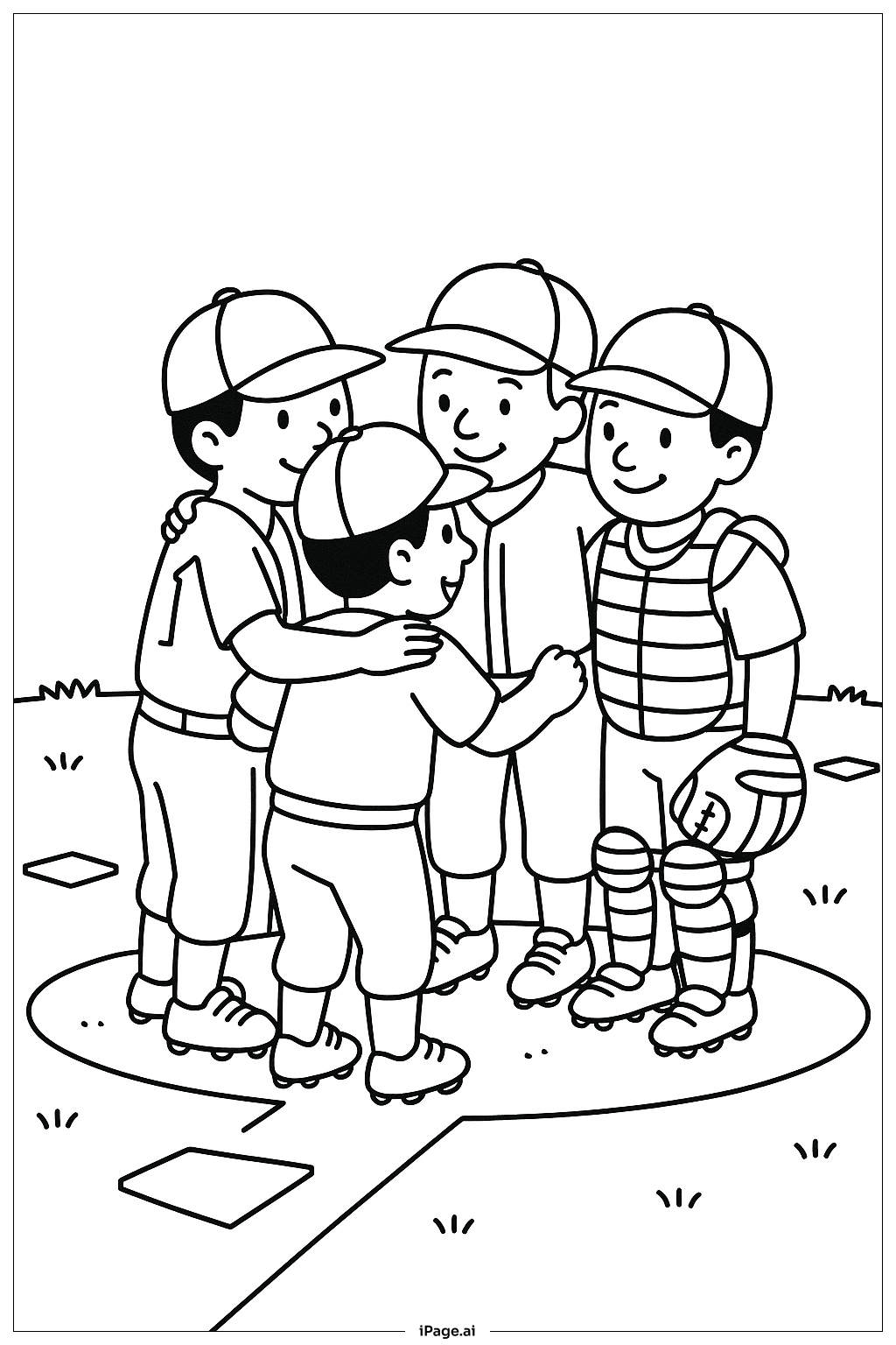 Baseball-Teambesprechung Ausmalseite 