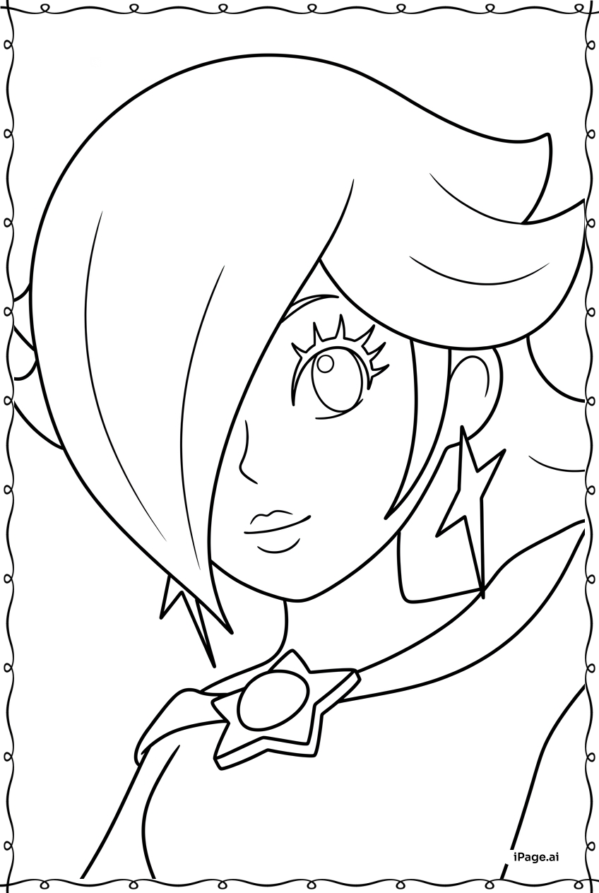  Rosalina Closeup With Star Earrings Sparkling Coloring Page 