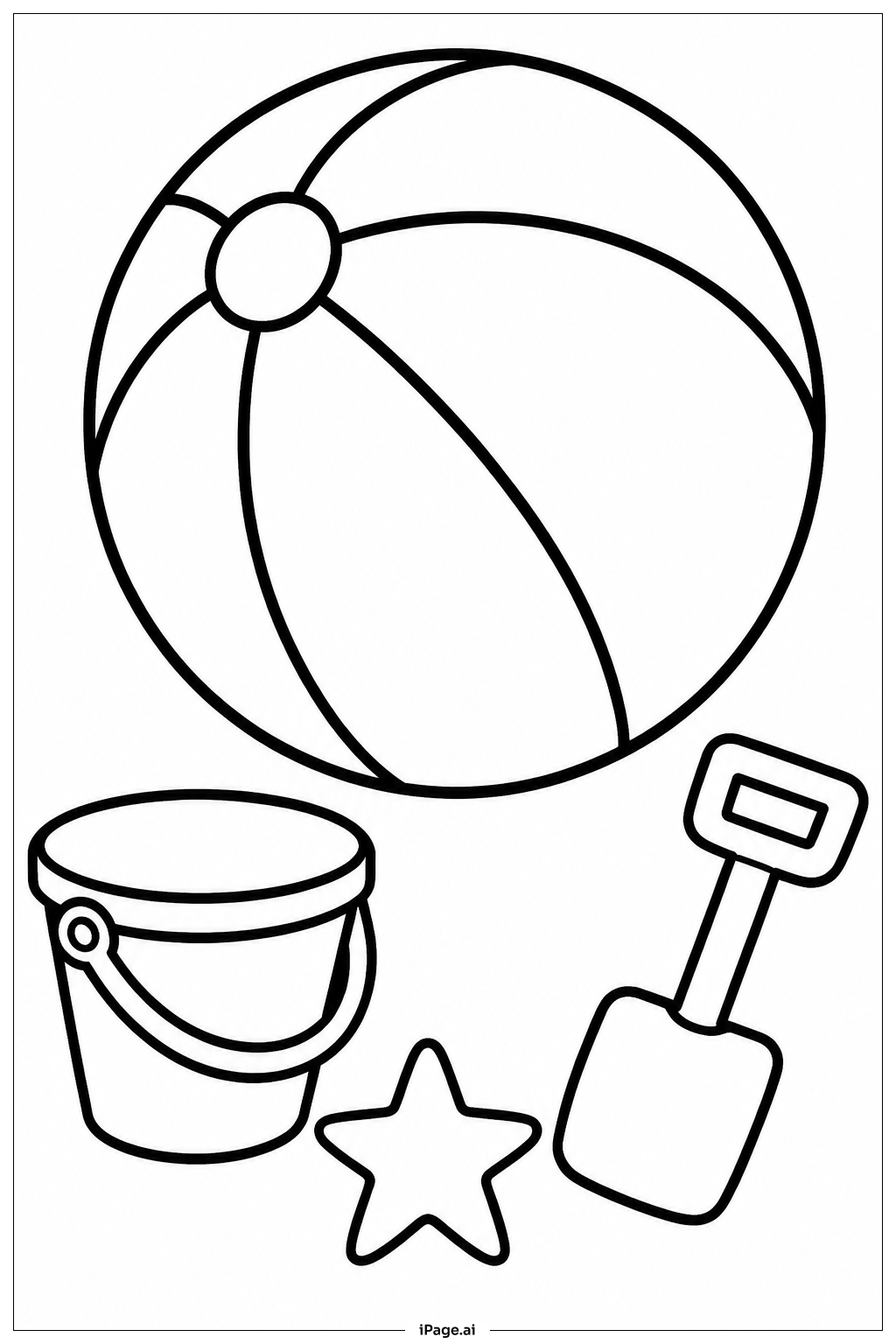 Page de coloriage Ballon de plage et seau