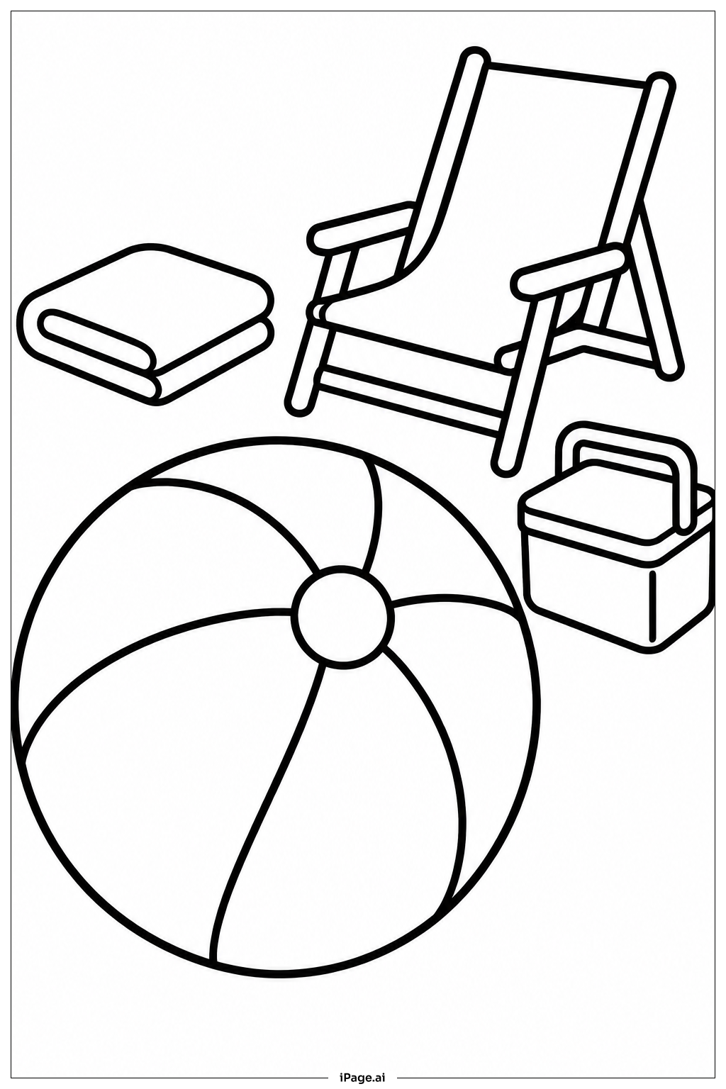 Page de coloriage Beach Ball By Beach Chair