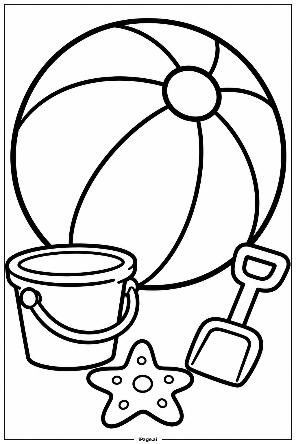 Page de coloriage Beach Ball Near Bucket