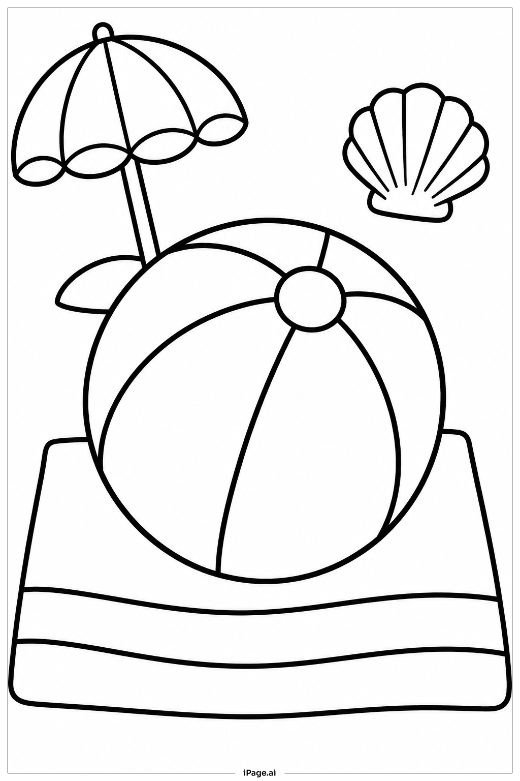  Page de coloriage Beach Ball On Towel 