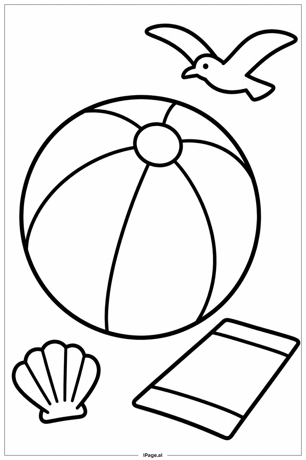 Page de coloriage Beach Ball Under Seagull