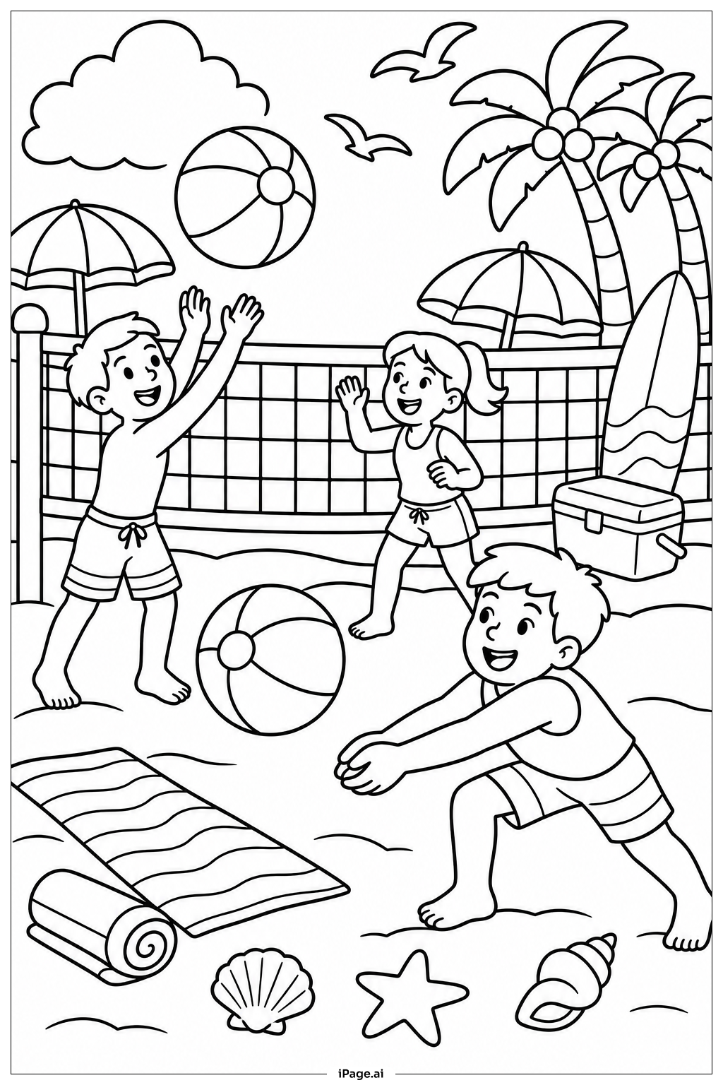 Beach Ball Volleyball Game Ausmalseite