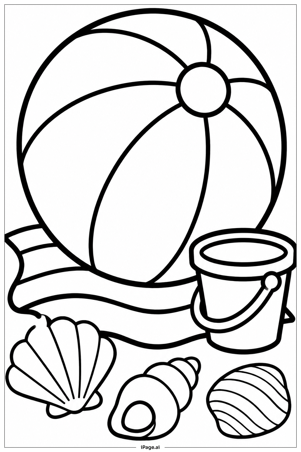 Page de coloriage Beach Ball With Shells