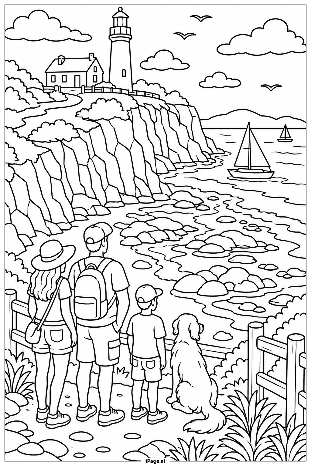 Beach Coastal Cliffs Vista Coloring Page