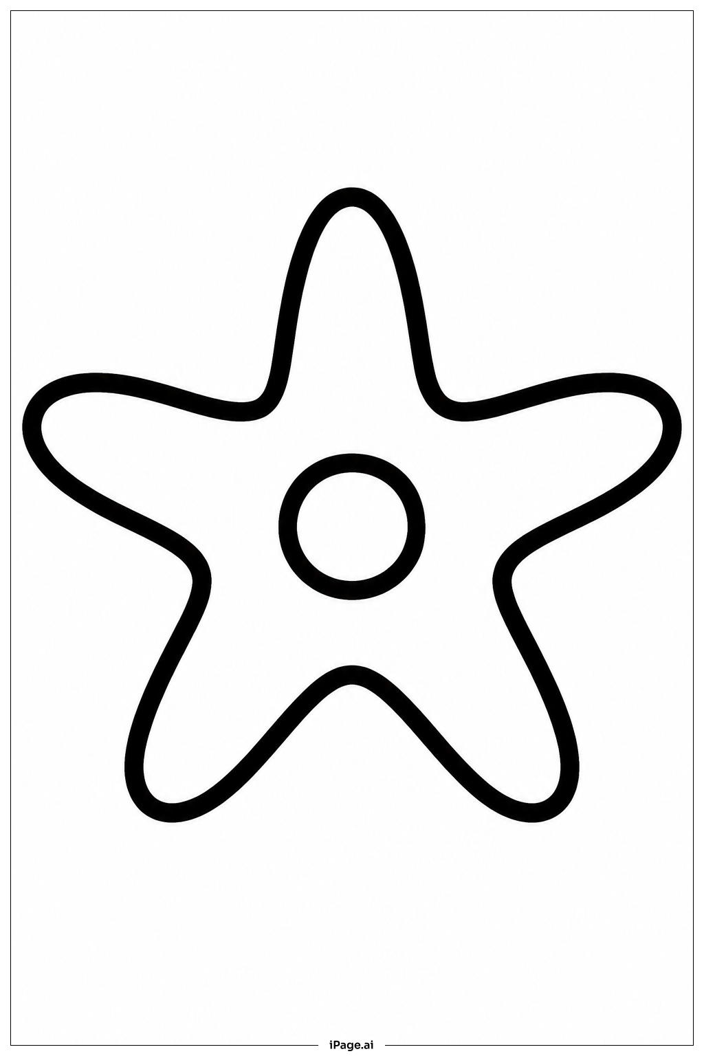 Página para colorear de Estrella de Mar en la Playa