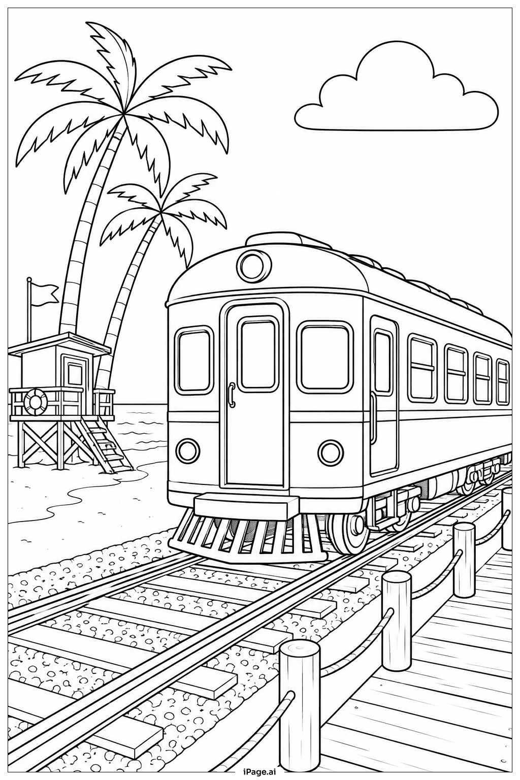 Strandbahnwagen Ausmalseite