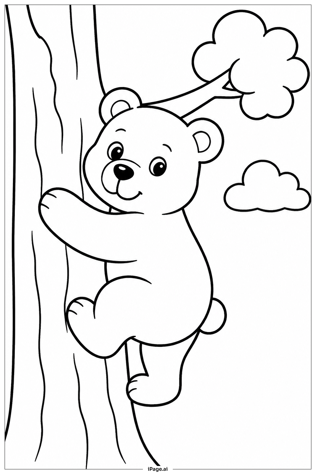 Bear Climbing Tree Coloring Page