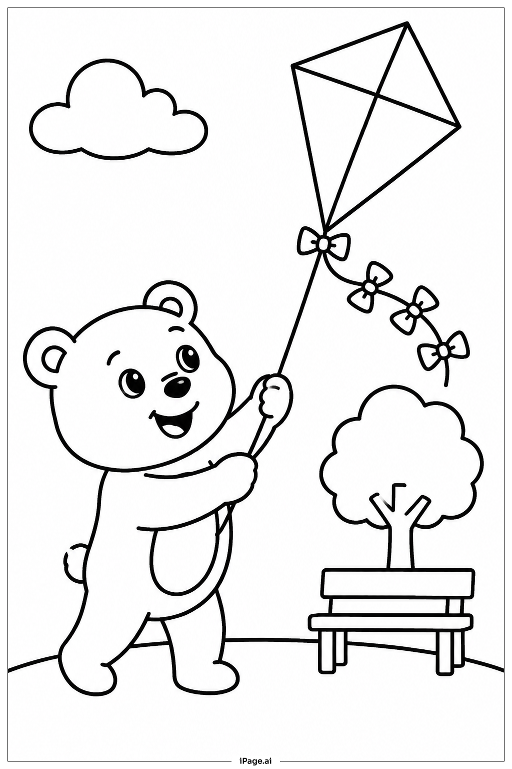凧とクマの塗り絵ページ